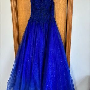 Royal Blue Strapless Sleeveless Prom Gown
